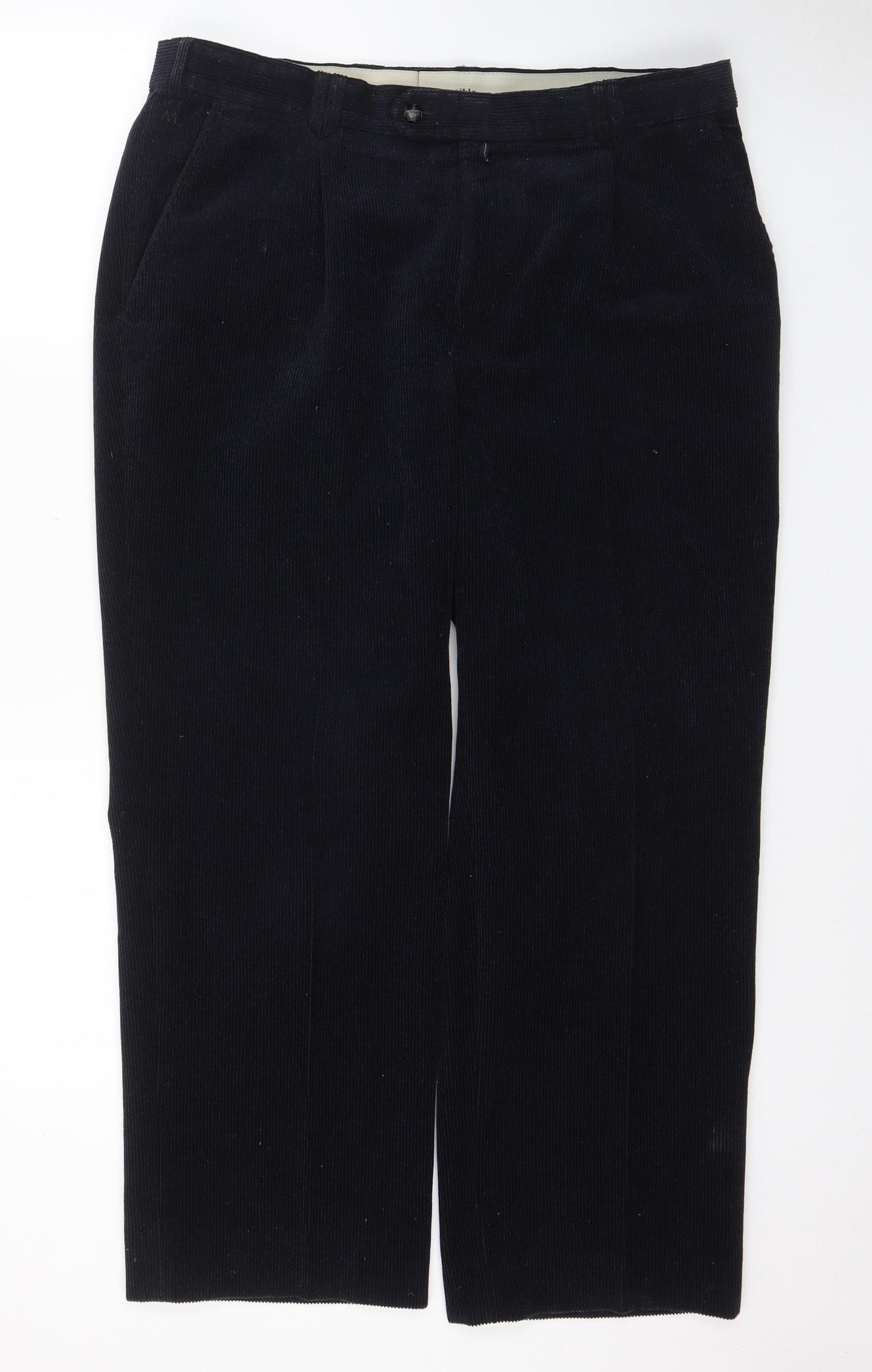 Meyer Mens Blue Polyester Trousers Size 36 in L34 in Regular Zip