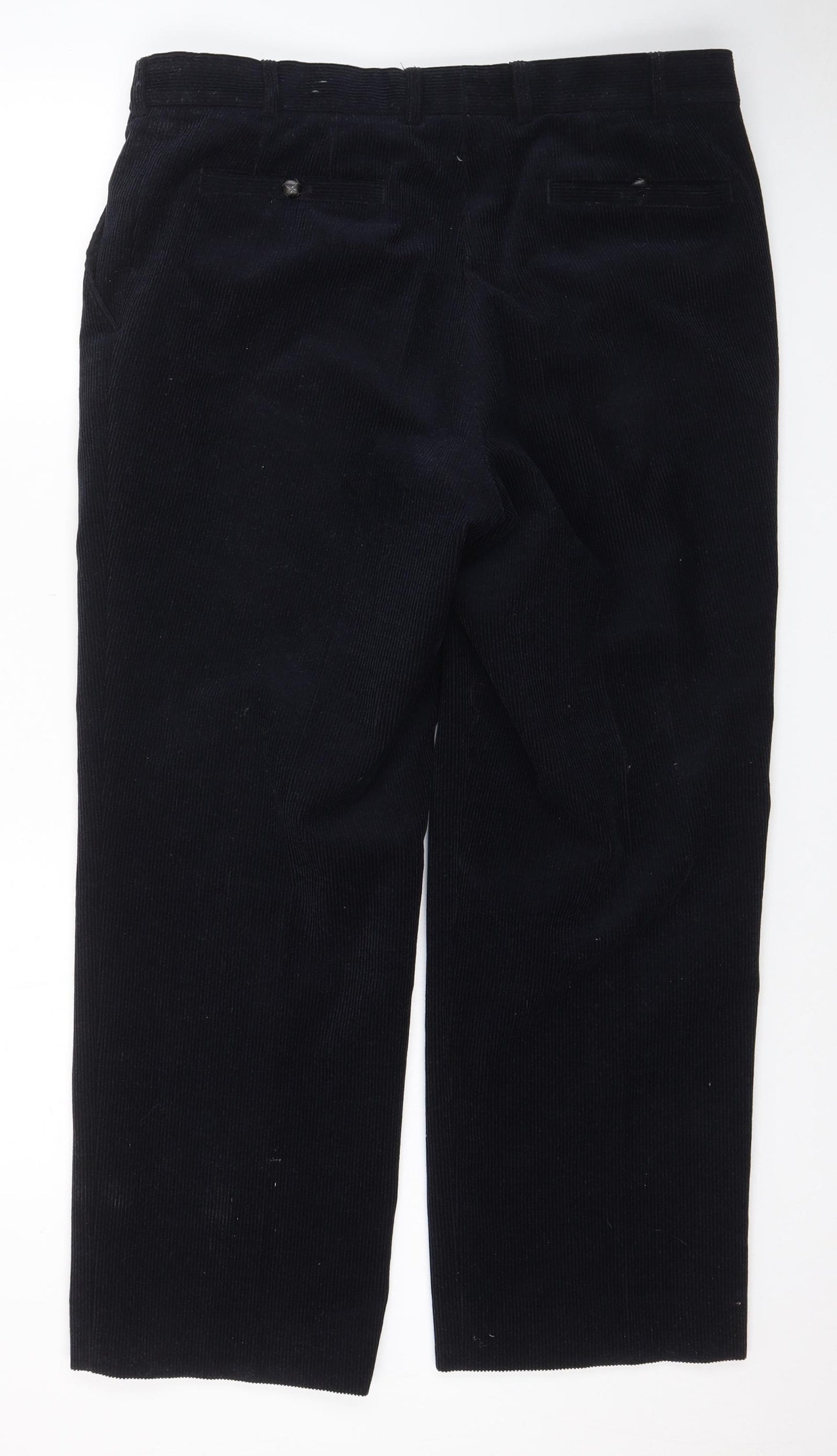 Meyer Mens Blue Polyester Trousers Size 36 in L34 in Regular Zip