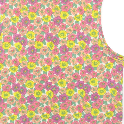 Topshop Womens Multicoloured Floral Cotton Basic Tank Size 12 Round Neck