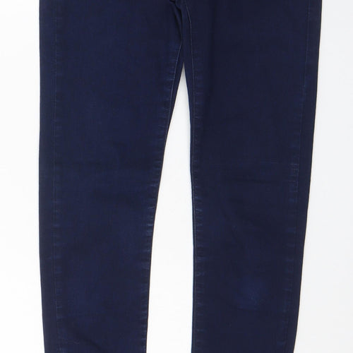 Marks and Spencer Womens Blue Cotton Skinny Jeans Size 10 L28 in Regular Zip