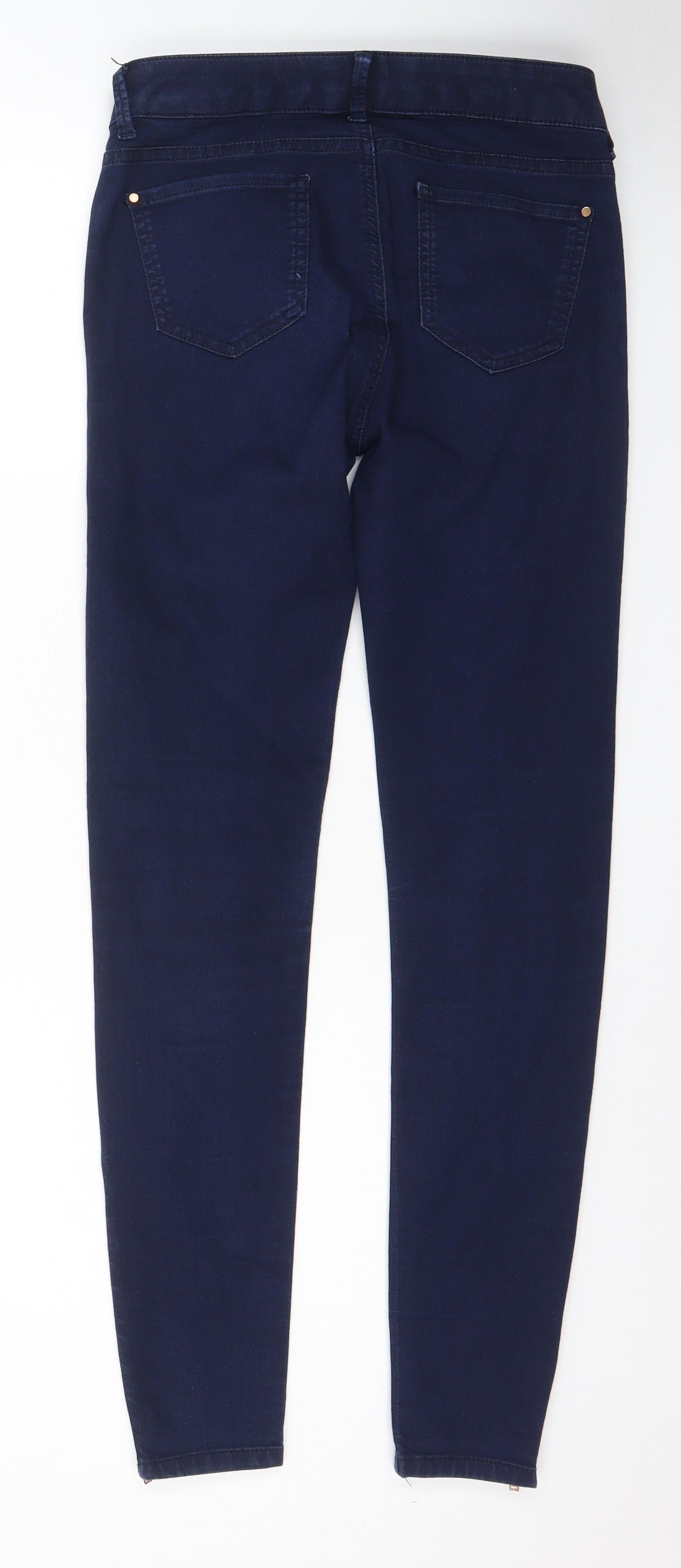 Marks and Spencer Womens Blue Cotton Skinny Jeans Size 10 L28 in Regular Zip
