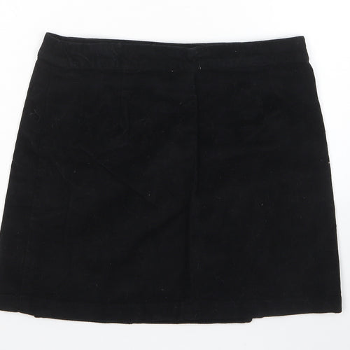 ASOS Womens Black Cotton Wrap Skirt Size 10 Button