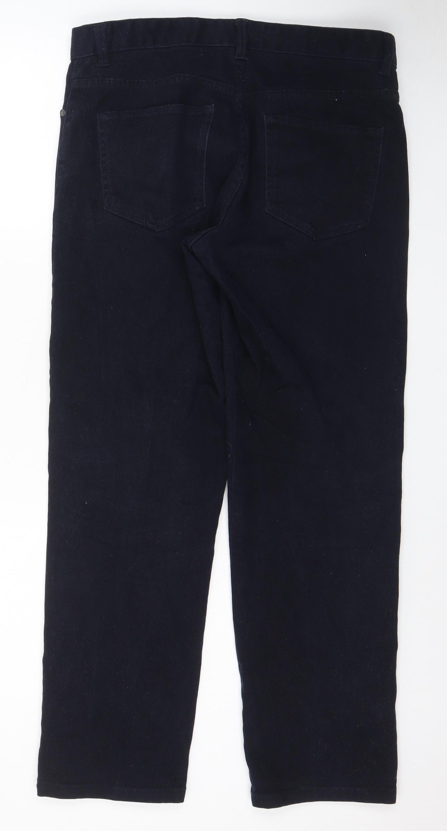 TU Mens Blue Cotton Trousers Size 32 in L30 in Regular Zip