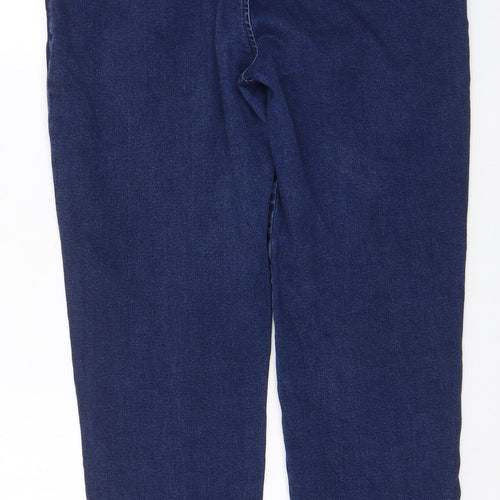 Seasalt Womens Blue Cotton Straight Jeans Size 12 L26 in Regular Button