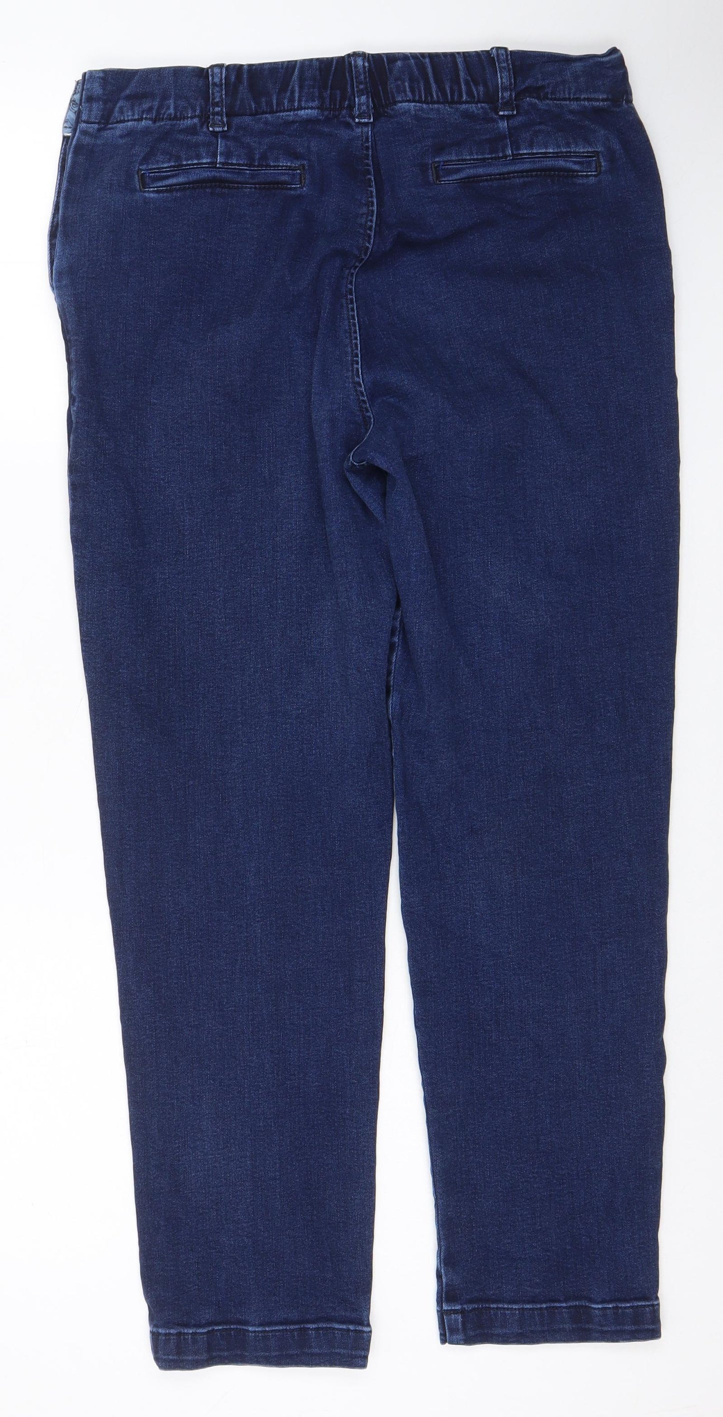 Seasalt Womens Blue Cotton Straight Jeans Size 12 L26 in Regular Button