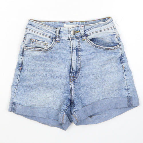 H&M Womens Blue Cotton Hot Pants Shorts Size 8 L3 in Regular Zip
