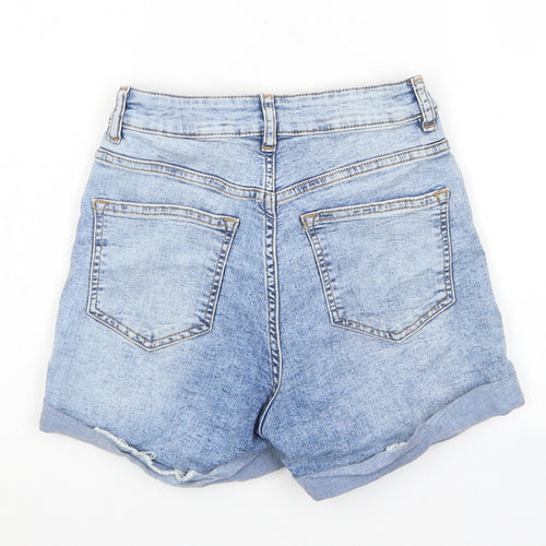 H&M Womens Blue Cotton Hot Pants Shorts Size 8 L3 in Regular Zip