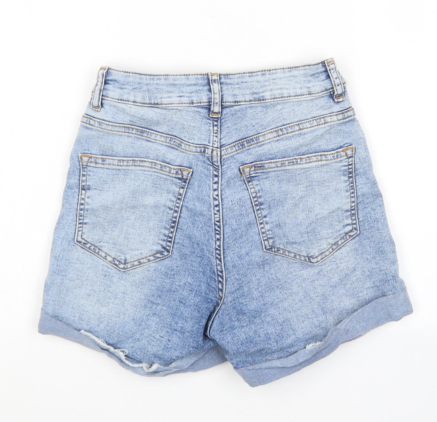 H&M Womens Blue Cotton Hot Pants Shorts Size 8 L3 in Regular Zip