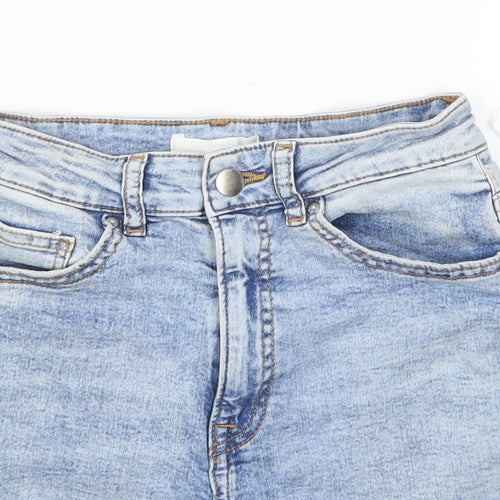 H&M Womens Blue Cotton Hot Pants Shorts Size 8 L3 in Regular Zip