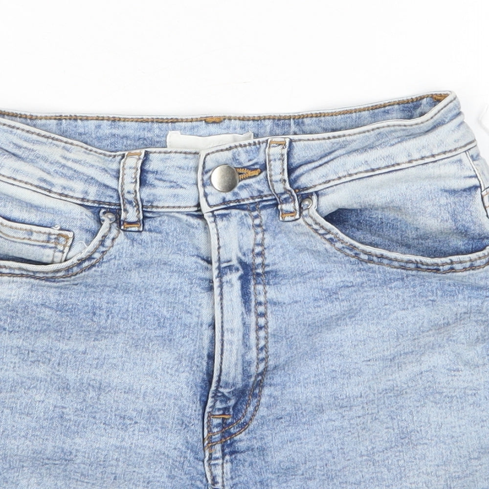 H&M Womens Blue Cotton Hot Pants Shorts Size 8 L3 in Regular Zip