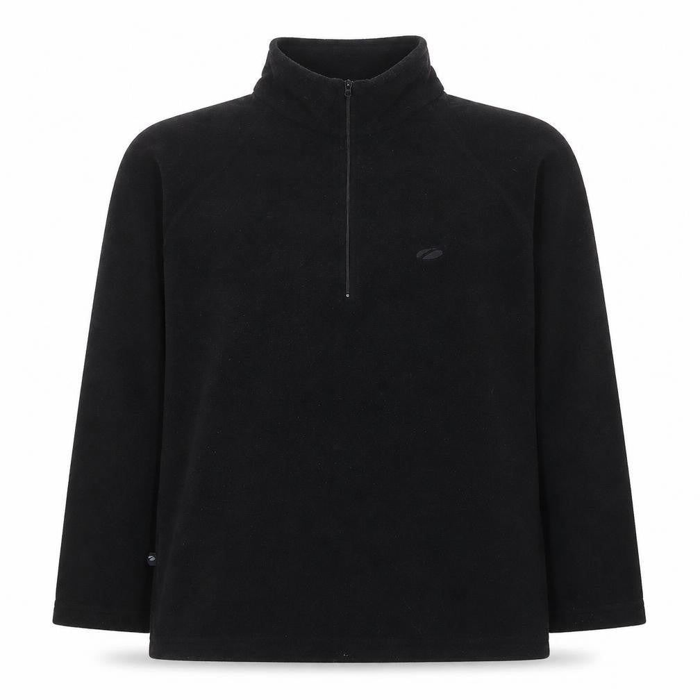 Front view of Mountain Life women’s black polyester pullover sweatshirt, size S, zip