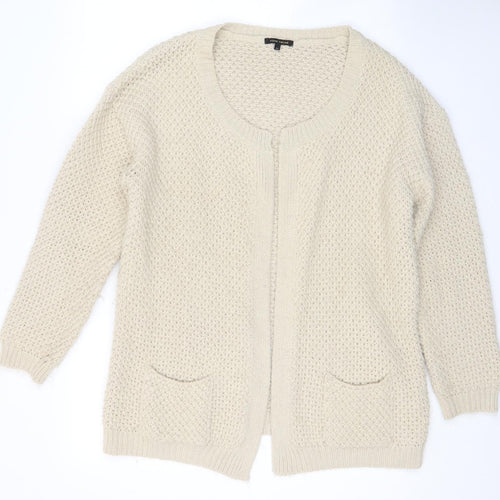 River Island Womens Beige V-Neck Acrylic Cape Jumper Size 12