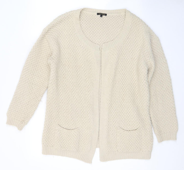 River Island Womens Beige V-Neck Acrylic Cape Jumper Size 12
