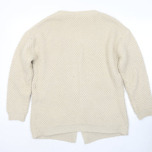 River Island Womens Beige V-Neck Acrylic Cape Jumper Size 12