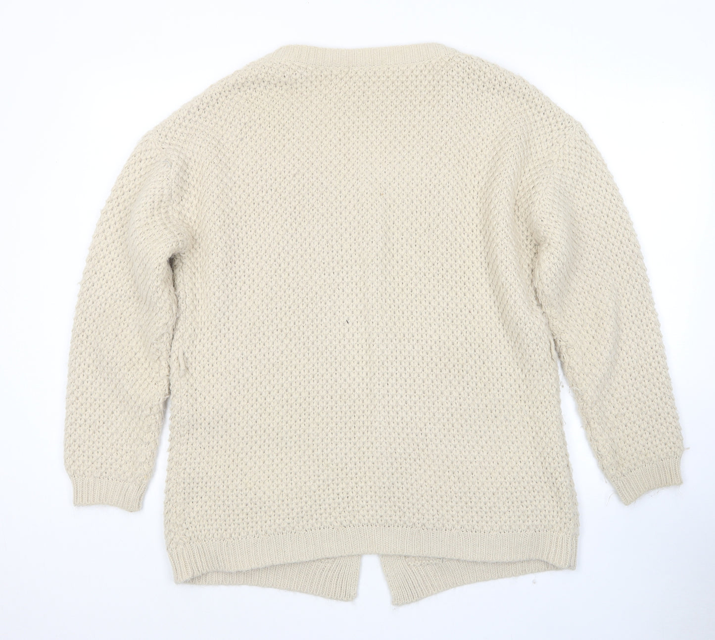 River Island Womens Beige V-Neck Acrylic Cape Jumper Size 12