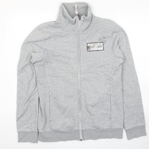 Esprit Mens Grey Cotton Full Zip Sweatshirt Size L - Logo