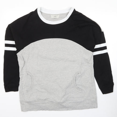 NEXT Womens Grey Colourblock Cotton Pullover Sweatshirt Size 18 Pullover - Pockets