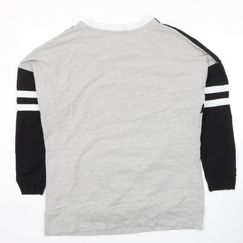 NEXT Womens Grey Colourblock Cotton Pullover Sweatshirt Size 18 Pullover - Pockets