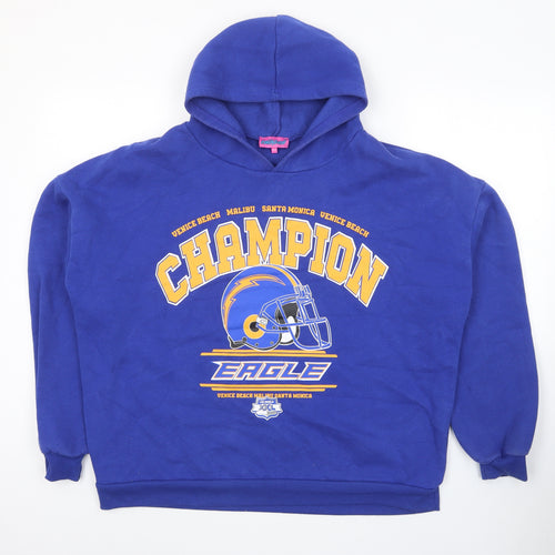 Edikted Womens Blue Viscose Pullover Hoodie Size XS Pullover - Champion Eagle Size XS/S