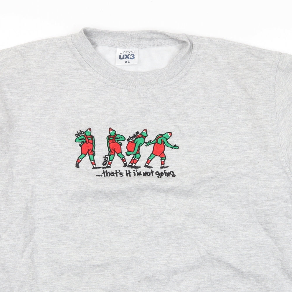 Uneek Womens Grey Cotton Pullover Sweatshirt Size XL Pullover - Grinch That's It I'm Not Going Unisex