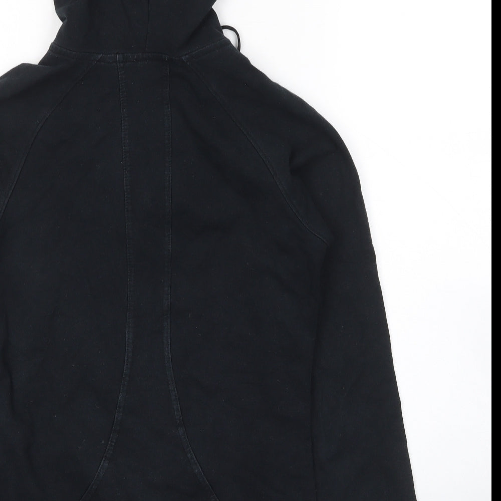 USA Pro Womens Black Cotton Full Zip Hoodie Size 8 Zip