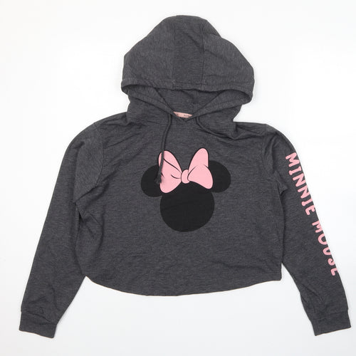 Disney Womens Grey Cotton Pullover Hoodie Size 12 Pullover - Minnie Mouse