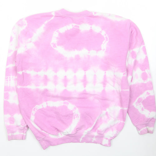 Gildan Girls Pink Cotton Pullover Hoodie Size L Pullover - Tie Dye