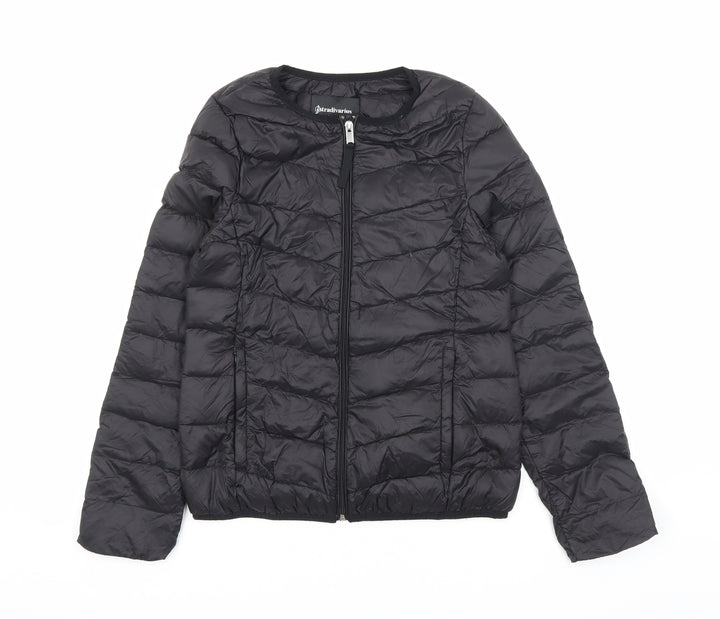 Stradivarius Womens Black Puffer Jacket Coat Size S Zip