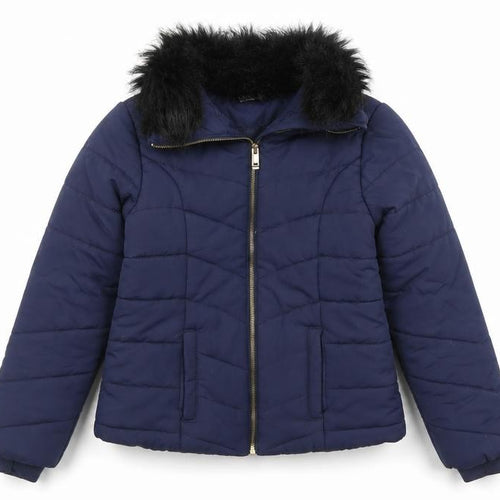 H&M Girls Blue Puffer Jacket Coat Size 11-12 Years Zip