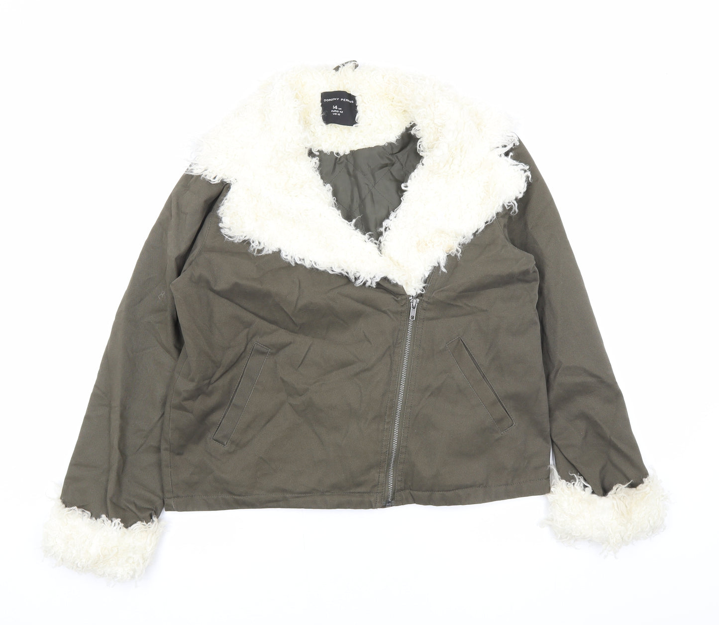 Dorothy Perkins Womens Green Jacket Size 14 Zip