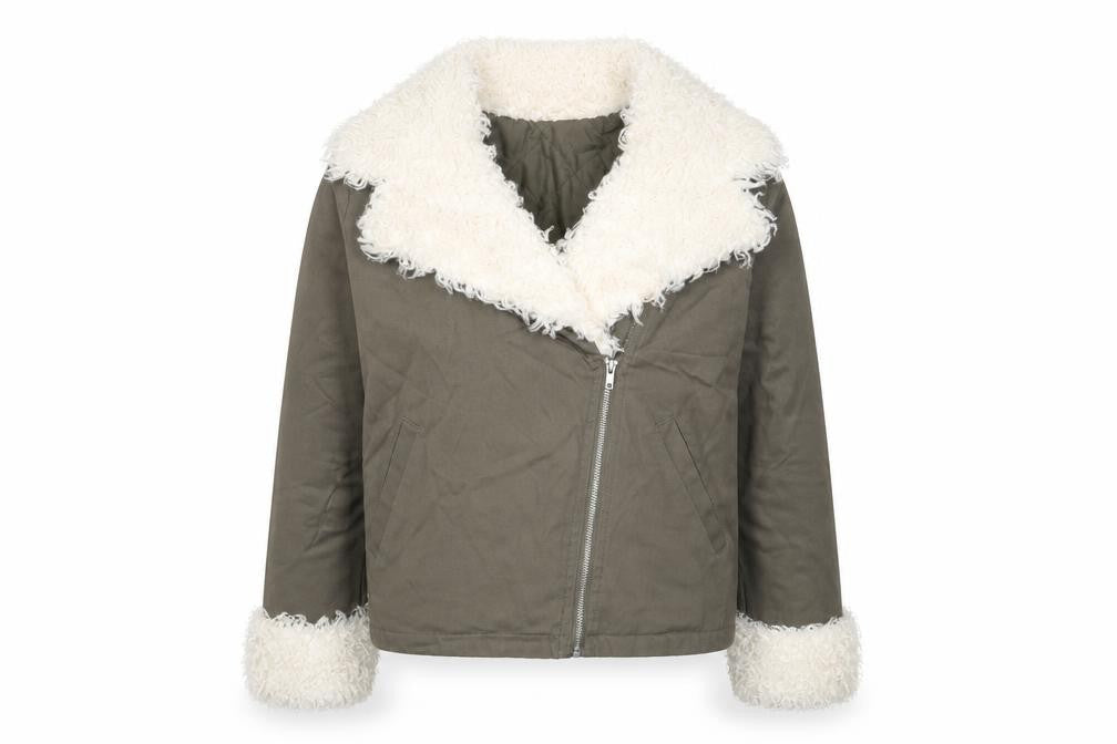 Front view of Dorothy Perkins women’s green jacket, size UK 14, zip