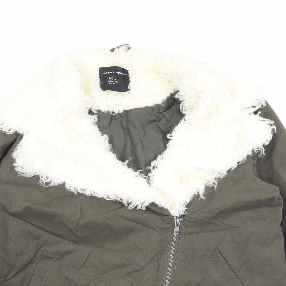 Dorothy Perkins Womens Green Jacket Size 14 Zip