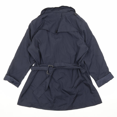 David Perry Womens Blue Trench Coat Jacket Size M Button