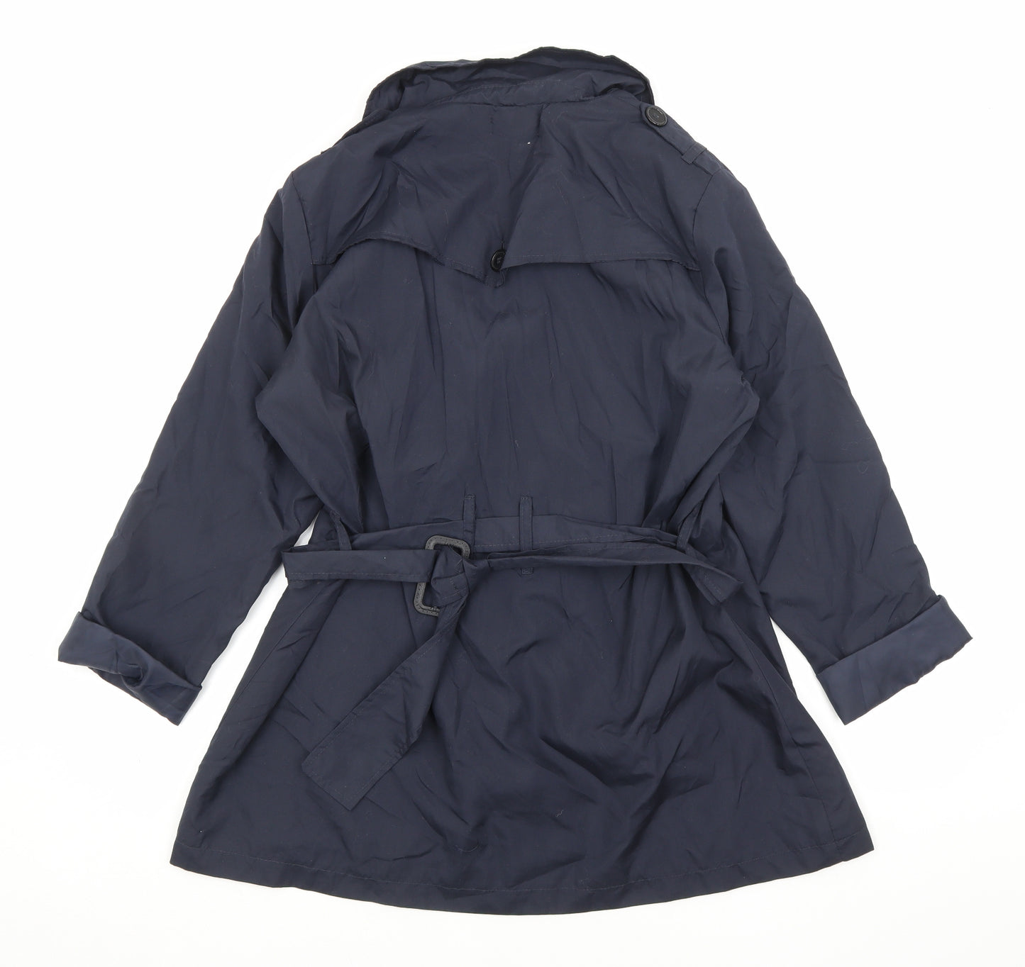 David Perry Womens Blue Trench Coat Jacket Size M Button