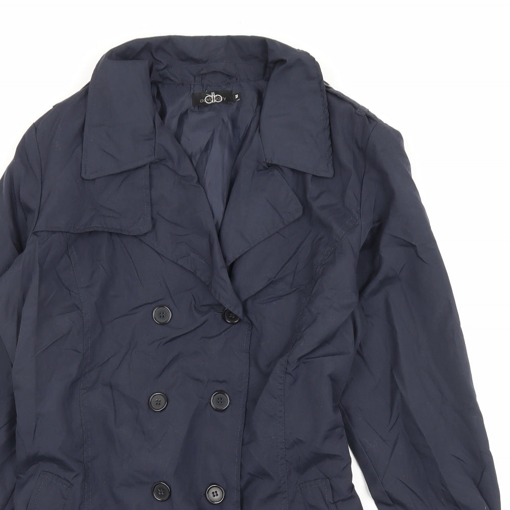 David Perry Womens Blue Trench Coat Jacket Size M Button