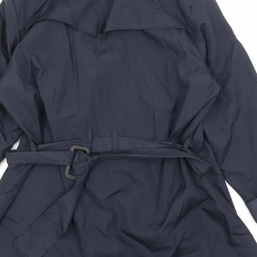 David Perry Womens Blue Trench Coat Jacket Size M Button
