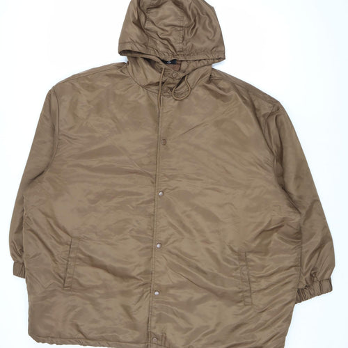 COLLUSION Mens Brown Rain Coat Coat Size XL Zip