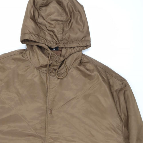 COLLUSION Mens Brown Rain Coat Coat Size XL Zip