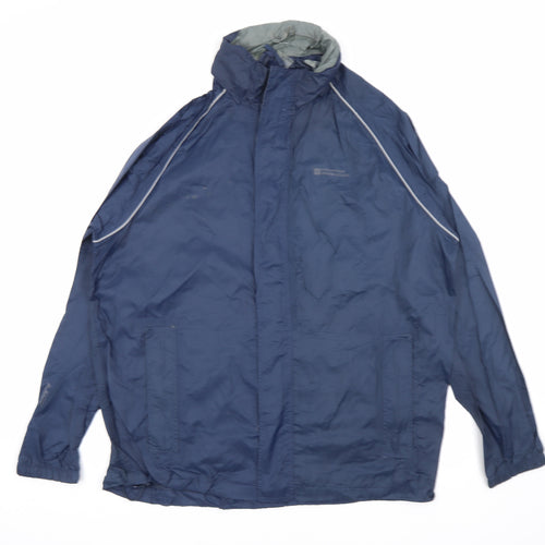 Mountain Warehouse Mens Blue Rain Coat Coat Size L Zip