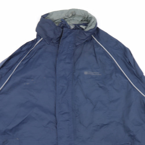 Mountain Warehouse Mens Blue Rain Coat Coat Size L Zip