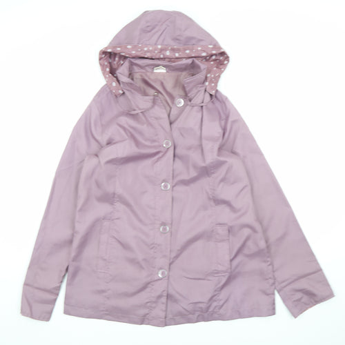 Anne De Lancay Womens Purple Rain Coat Jacket Size 14 Button