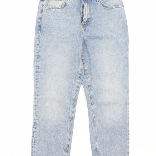 Topshop Womens Blue Cotton Straight Jeans Size 28 L23 in Regular Zip
