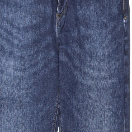 Marks and Spencer Mens Blue Cotton Straight Jeans Size 34 in L29 in Regular Zip