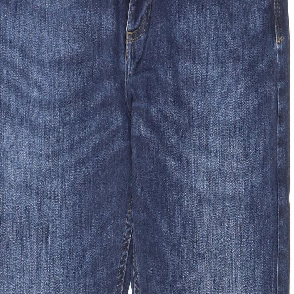 Marks and Spencer Mens Blue Cotton Straight Jeans Size 34 in L29 in Regular Zip