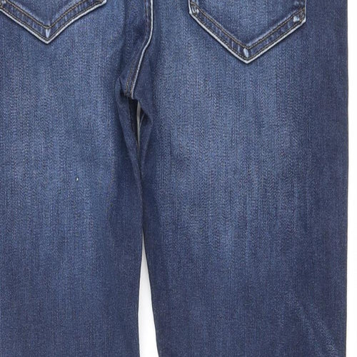 Marks and Spencer Mens Blue Cotton Straight Jeans Size 34 in L29 in Regular Zip
