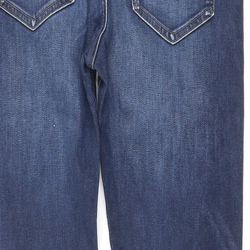 Marks and Spencer Mens Blue Cotton Straight Jeans Size 34 in L29 in Regular Zip