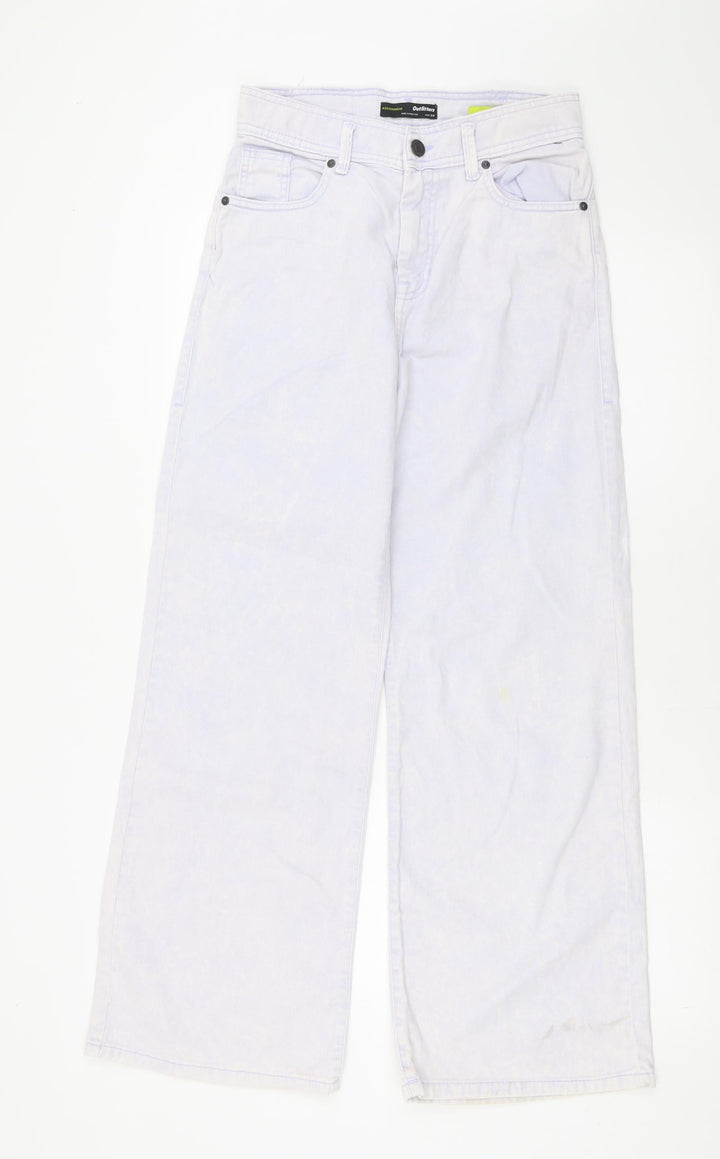 Outfitters Womens Ivory Geometric Cotton Flared Jeans Size 28 L29 in Regular Zip