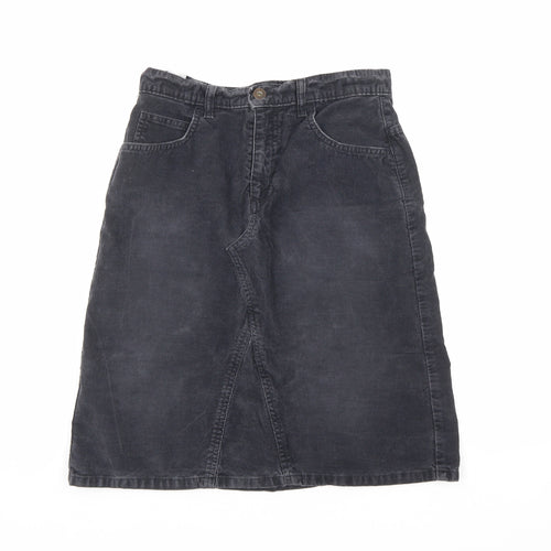 Marks and Spencer Womens Grey Cotton A-Line Skirt Size 10 Zip