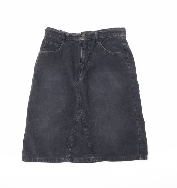 Marks and Spencer Womens Grey Cotton A-Line Skirt Size 10 Zip