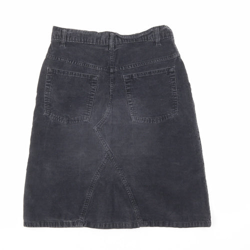 Marks and Spencer Womens Grey Cotton A-Line Skirt Size 10 Zip